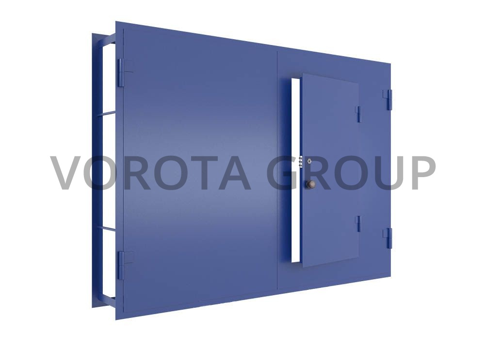 Металлические гаражные ворота Doorhan синего цвета 3500x2500